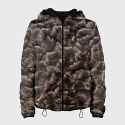 Куртка с капюшоном женская Кудрявый мех - каракули, цвет: 3D-черный