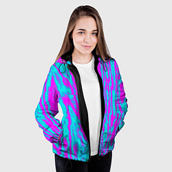 Куртка с капюшоном женская Абстрактные полосы неоновый, цвет: 3D-черный — фото 2