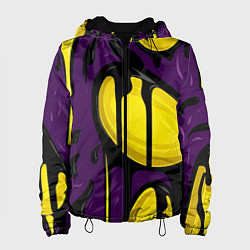 Женская куртка Желтые яркие пятна краски на фиолетовом