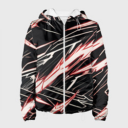 Женская куртка Красные и белые полосы на чёрном фоне