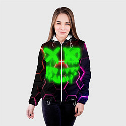 Куртка с капюшоном женская Монстр из неона, цвет: 3D-белый — фото 2