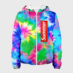 Куртка с капюшоном женская Color abstraction - summer, цвет: 3D-белый