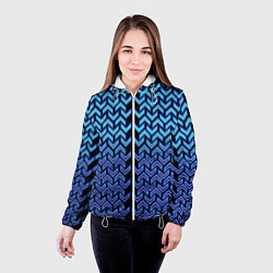 Куртка с капюшоном женская Синие стрелки на чёрном фоне киберпанк, цвет: 3D-белый — фото 2