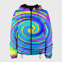 Куртка с капюшоном женская Цветной водоворот, цвет: 3D-черный