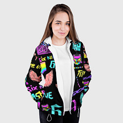 Куртка с капюшоном женская 6ix9ine logo rap bend, цвет: 3D-белый — фото 2
