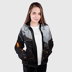 Куртка с капюшоном женская Неоновые трещины, цвет: 3D-черный — фото 2