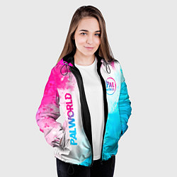 Куртка с капюшоном женская Palworld neon gradient style вертикально, цвет: 3D-черный — фото 2