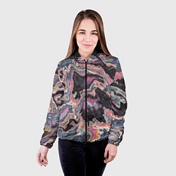 Куртка с капюшоном женская Мраморный узор разноцветный, цвет: 3D-черный — фото 2