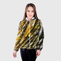 Куртка с капюшоном женская Драгоценные кристаллы жёлтые, цвет: 3D-белый — фото 2