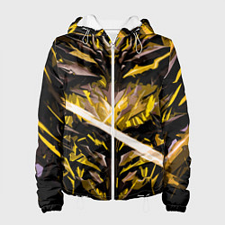 Куртка с капюшоном женская Жёлтый камень на чёрном фоне, цвет: 3D-белый
