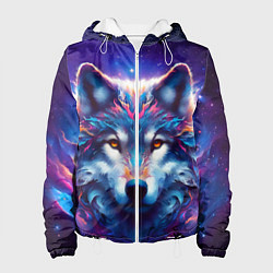 Куртка с капюшоном женская Волк и звезды, цвет: 3D-белый