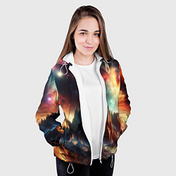 Куртка с капюшоном женская Space landscape with mountains, цвет: 3D-белый — фото 2
