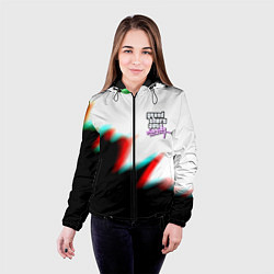Куртка с капюшоном женская GTA glitch текстура вайсити, цвет: 3D-черный — фото 2