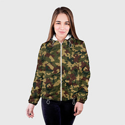 Куртка с капюшоном женская Абстрактный камуфляжный паттерн, цвет: 3D-белый — фото 2