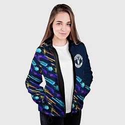 Куртка с капюшоном женская Manchester United градиентные мячи, цвет: 3D-черный — фото 2