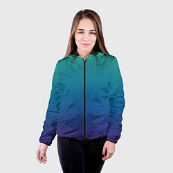 Куртка с капюшоном женская Градиент зелёно-фиолетовый, цвет: 3D-черный — фото 2