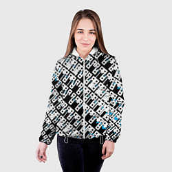 Куртка с капюшоном женская Абстрактный узор на чёрном фоне, цвет: 3D-белый — фото 2