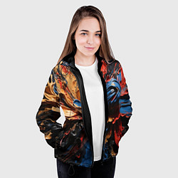 Куртка с капюшоном женская Красные красочные брызги, цвет: 3D-черный — фото 2