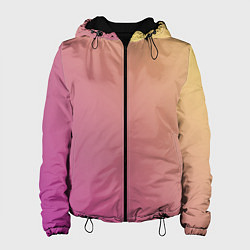 Куртка с капюшоном женская Градиент желтый малиновый по диагонали, цвет: 3D-черный