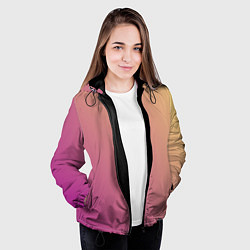 Куртка с капюшоном женская Градиент желтый малиновый по диагонали, цвет: 3D-черный — фото 2