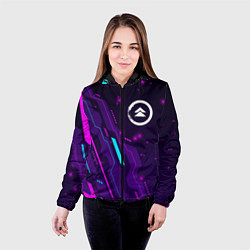 Куртка с капюшоном женская Ghost of Tsushima neon gaming, цвет: 3D-черный — фото 2