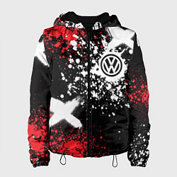 Куртка с капюшоном женская Фольксваген на фоне граффити и брызг красок, цвет: 3D-черный