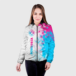 Куртка с капюшоном женская Borussia neon gradient style по-вертикали, цвет: 3D-черный — фото 2