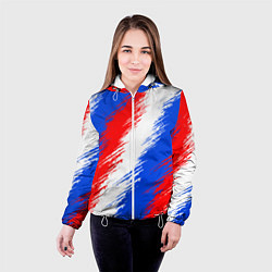 Куртка с капюшоном женская Триколор штрихи красок, цвет: 3D-белый — фото 2