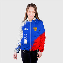 Куртка с капюшоном женская Триколор и герб России, цвет: 3D-белый — фото 2