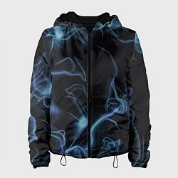 Куртка с капюшоном женская Синие неоновые молнии, цвет: 3D-черный