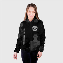 Куртка с капюшоном женская Manchester United sport на темном фоне вертикально, цвет: 3D-черный — фото 2