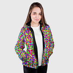 Куртка с капюшоном женская Разноцветная мелкая мозаика, цвет: 3D-черный — фото 2