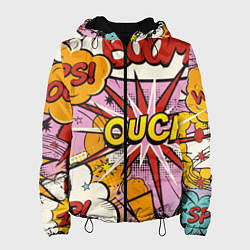 Куртка с капюшоном женская Oops-boom: комикс бум, цвет: 3D-черный