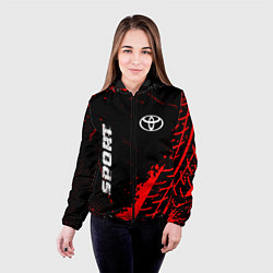 Куртка с капюшоном женская Toyota red sport tires, цвет: 3D-черный — фото 2