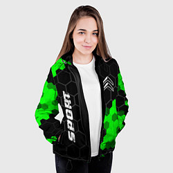 Куртка с капюшоном женская Citroen green sport hexagon, цвет: 3D-черный — фото 2