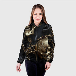 Куртка с капюшоном женская Прикованные цепями черепа, цвет: 3D-черный — фото 2