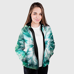 Куртка с капюшоном женская Акварельный цветок Лепестки, цвет: 3D-черный — фото 2