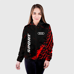 Куртка с капюшоном женская Audi red sport tires, цвет: 3D-черный — фото 2
