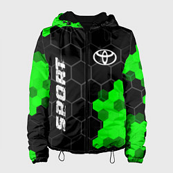 Куртка с капюшоном женская Toyota green sport hexagon, цвет: 3D-черный
