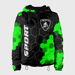 Куртка с капюшоном женская Lamborghini green sport hexagon, цвет: 3D-черный