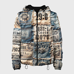 Куртка с капюшоном женская Пэчворк Tokyo and US, цвет: 3D-черный