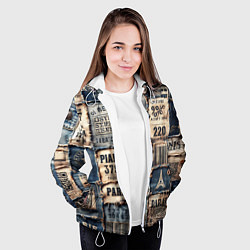 Куртка с капюшоном женская Пэчворк джинсы из Парижа, цвет: 3D-белый — фото 2
