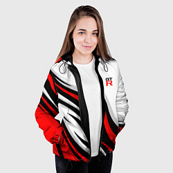 Куртка с капюшоном женская Nissan GTR - красные языки пламени, цвет: 3D-черный — фото 2