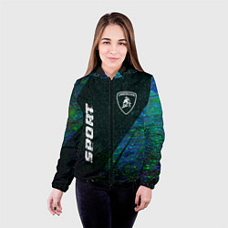 Куртка с капюшоном женская Lamborghini sport glitch blue, цвет: 3D-черный — фото 2