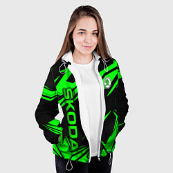 Куртка с капюшоном женская Skoda - green uniform, цвет: 3D-белый — фото 2
