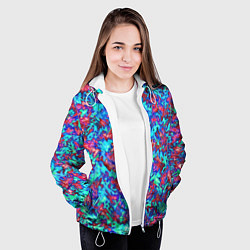 Куртка с капюшоном женская Красно-голубая абстракция, цвет: 3D-белый — фото 2