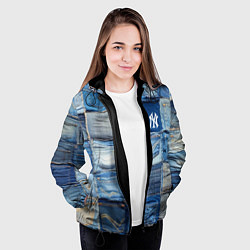 Куртка с капюшоном женская Patchwork - New York yankees baseball team, цвет: 3D-черный — фото 2