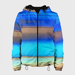 Куртка с капюшоном женская Голубые и коричневые полосы, цвет: 3D-черный