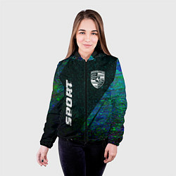 Куртка с капюшоном женская Porsche sport glitch blue, цвет: 3D-черный — фото 2