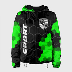 Куртка с капюшоном женская Porsche green sport hexagon, цвет: 3D-черный
